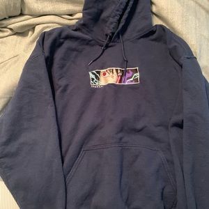 Lowkey lewd Naruto Shippuden Sasuke Anime Navy Blue Hoodie